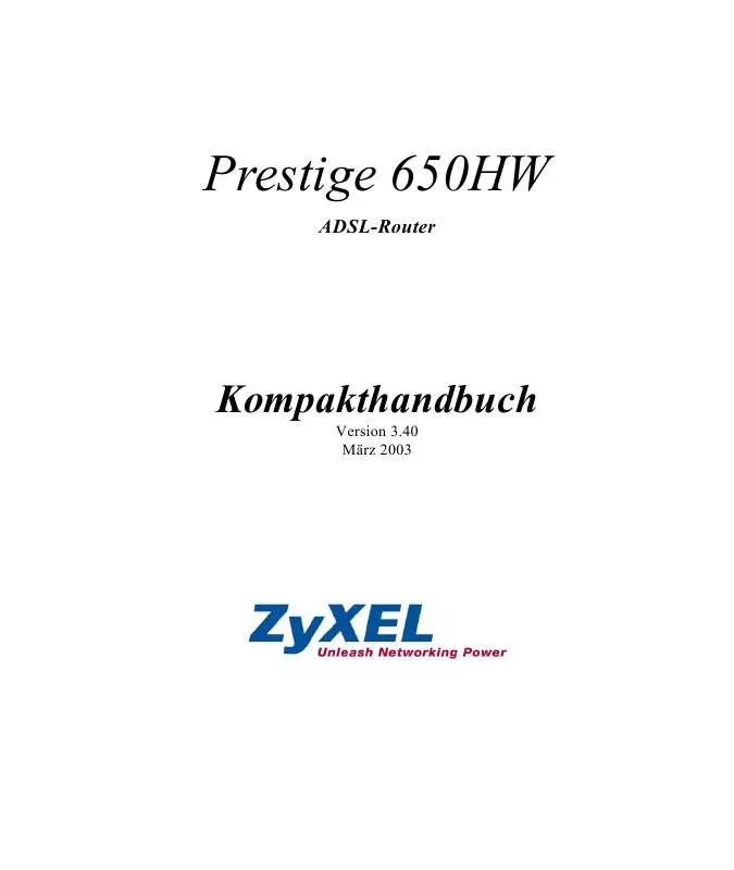 Mode d'emploi ZYXEL P650HW-DE