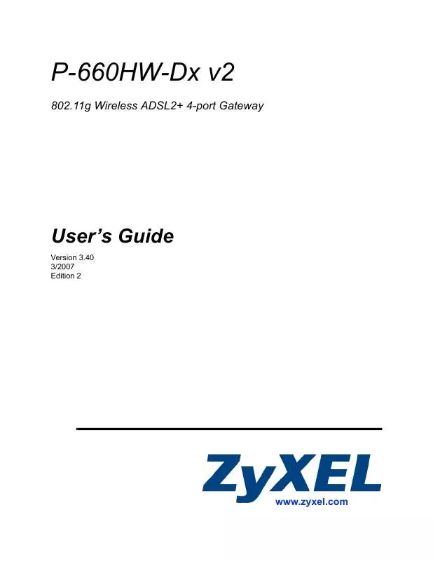 Mode d'emploi ZYXEL P660HW-DX V2
