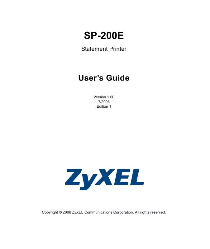 Mode d'emploi ZYXEL SP-200E