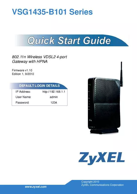 Mode d'emploi ZYXEL VSG1435-B101