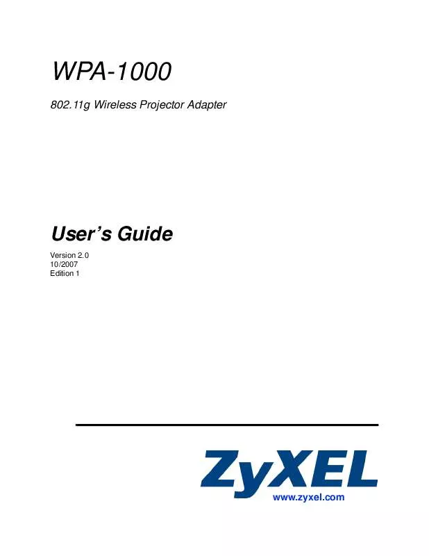 Mode d'emploi ZYXEL WPA-1000