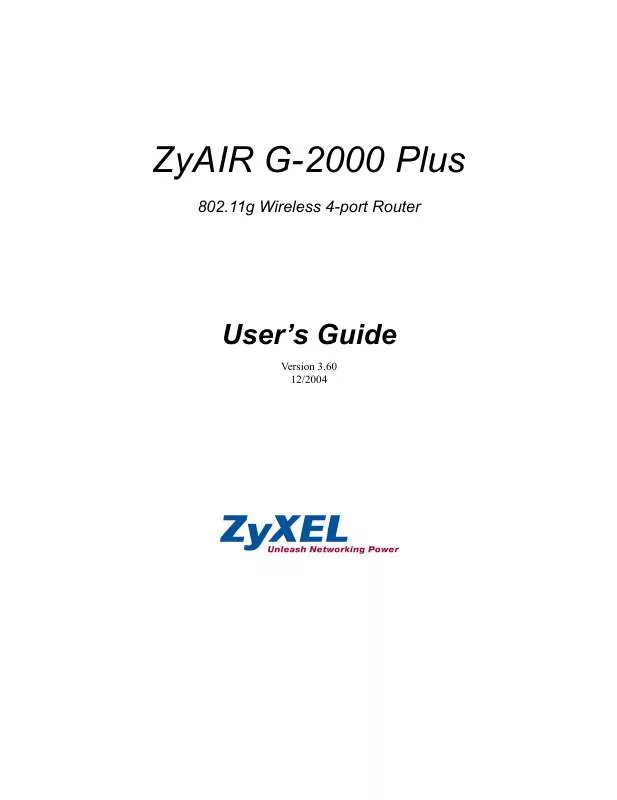 Mode d'emploi ZYXEL ZYAIR G-2000PLUS