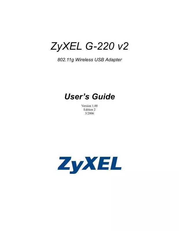 Mode d'emploi ZYXEL ZYAIR G-220 V2