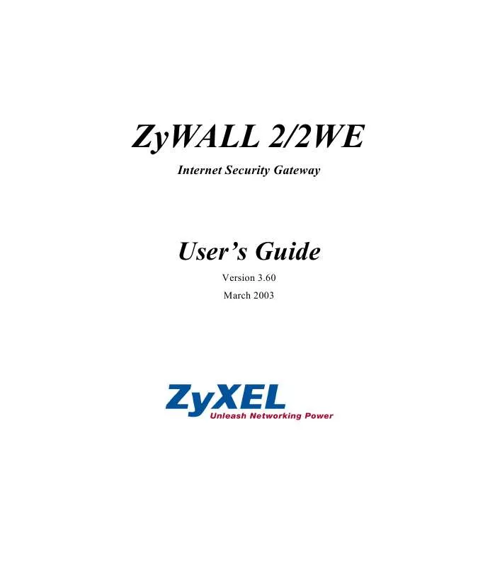 Mode d'emploi ZYXEL ZYWALL 2WE