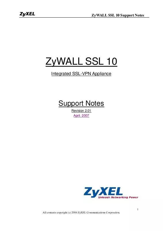 Mode d'emploi ZYXEL ZYWALL SSL 10 S