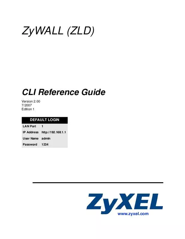 Mode d'emploi ZYXEL ZYWALL USG 1000 CLI