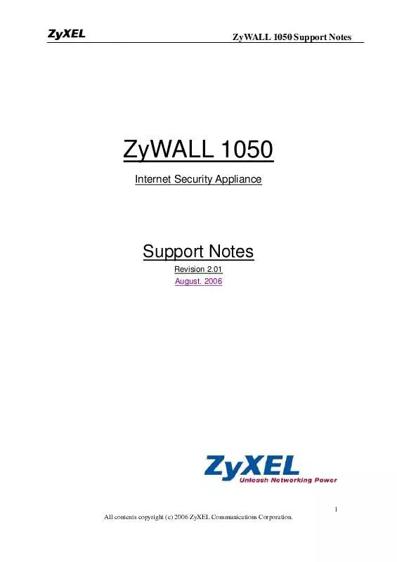 Mode d'emploi ZYXEL ZYWALL 1050