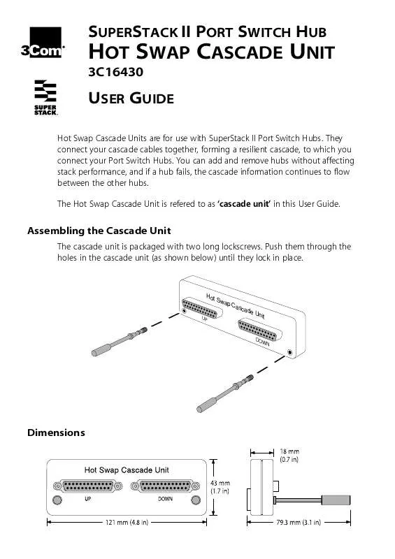 Mode d'emploi 3COM SS II PS HUB HOT SWAP CASCADE UNIT