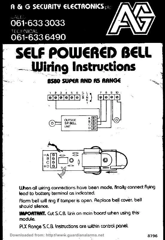 Mode d'emploi A & G SECURITY ELECTRONICS SELF POWER BELL