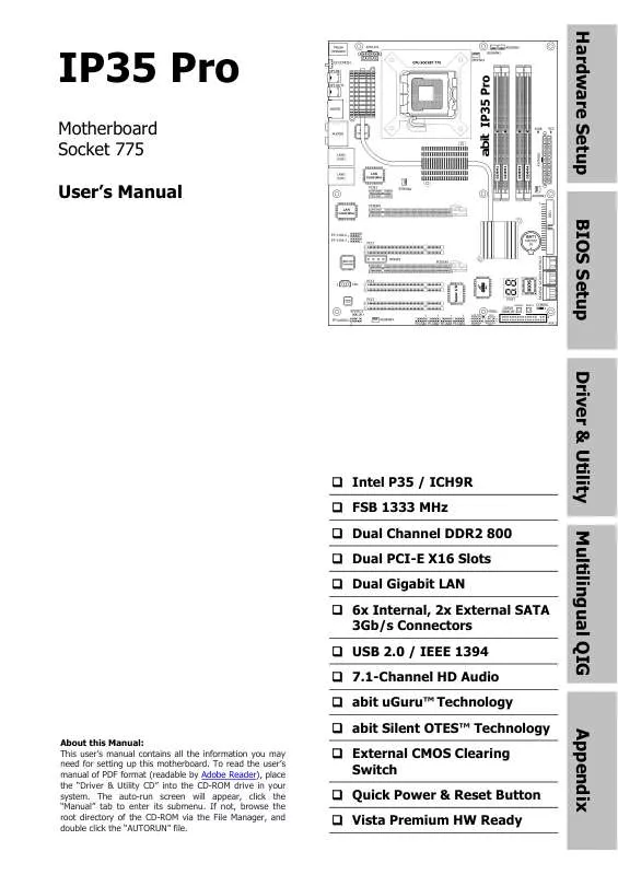 Mode d'emploi ABIT IP35 PRO