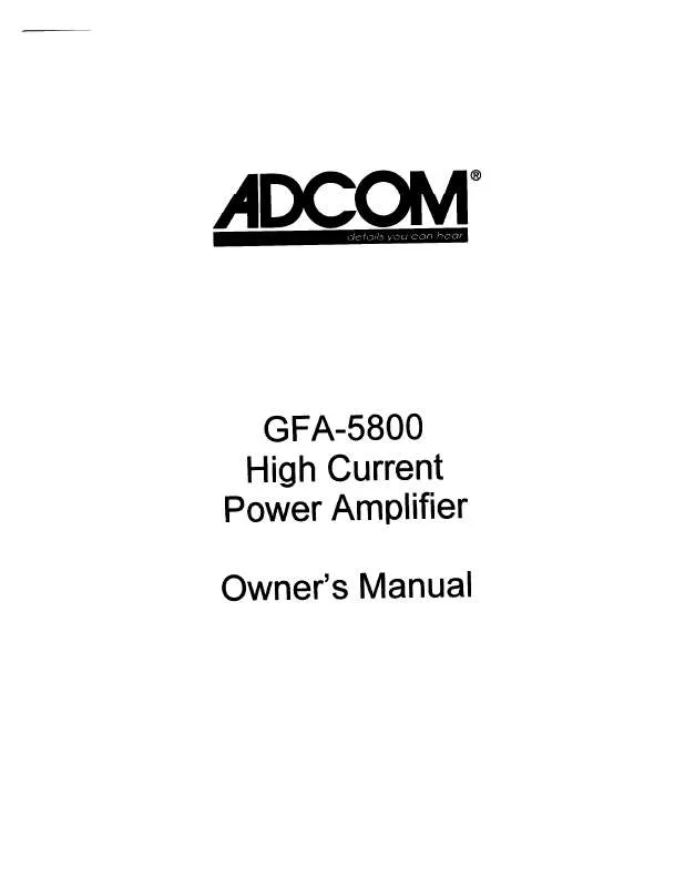 Mode d'emploi ADCOM GFA-5800