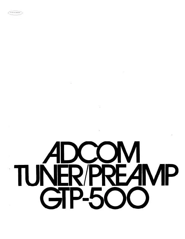 Mode d'emploi ADCOM GTP-500