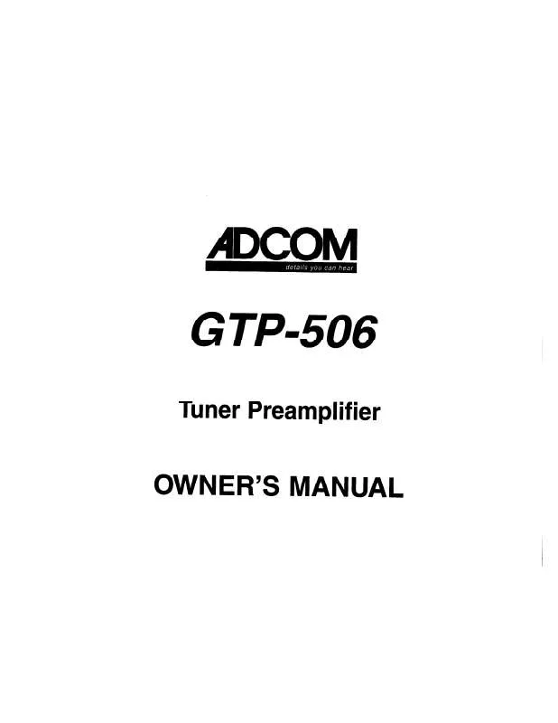 Mode d'emploi ADCOM GTP-506