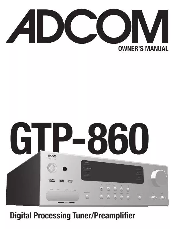 Mode d'emploi ADCOM GTP-860