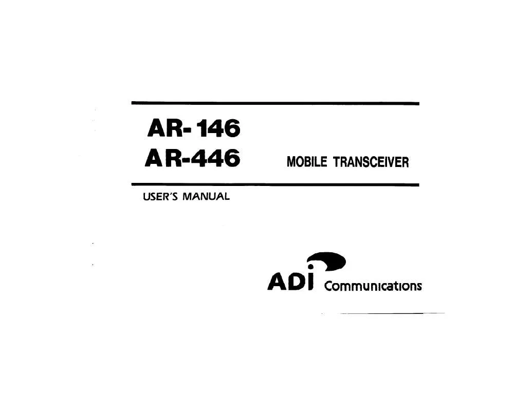 Mode d'emploi ADI COMMUNICATIONS AR-146