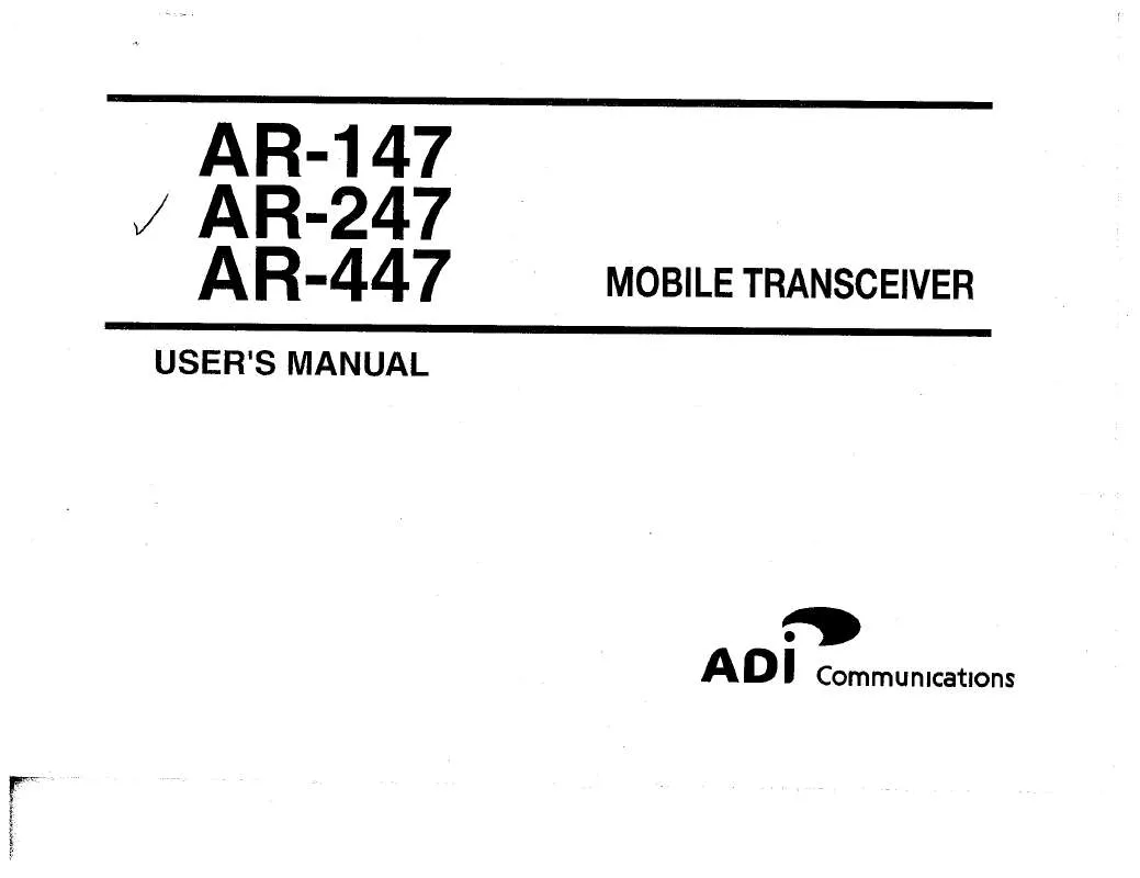 Mode d'emploi ADI COMMUNICATIONS AR-447