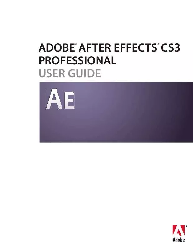 Mode d'emploi ADOBE AFTER EFFECTS CS3 PROFESSIONAL