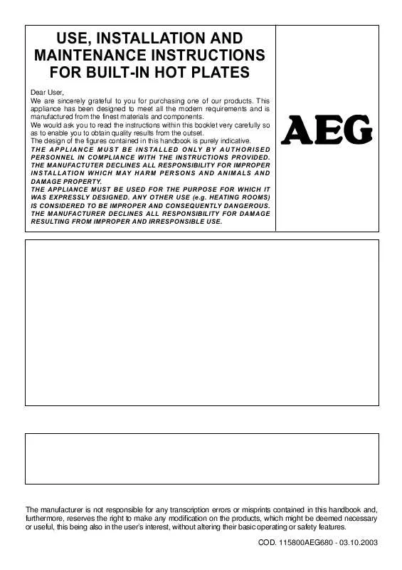 Mode d'emploi AEG-ELECTROLUX 24658G-M