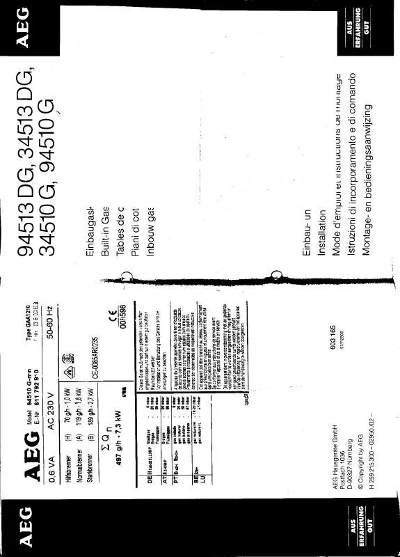 Mode d'emploi AEG-ELECTROLUX 34513DG-M30MBAR