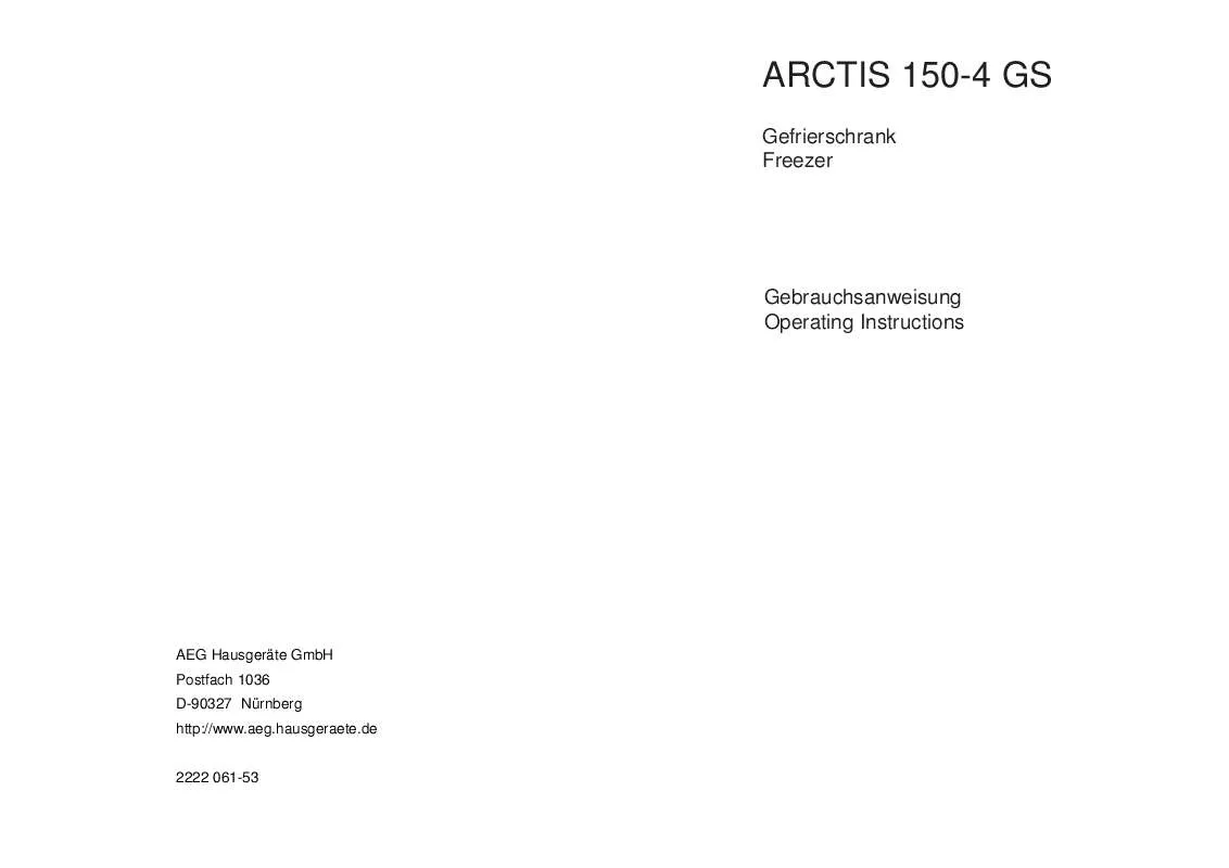 Mode d'emploi AEG-ELECTROLUX ARCTIS150-4GS