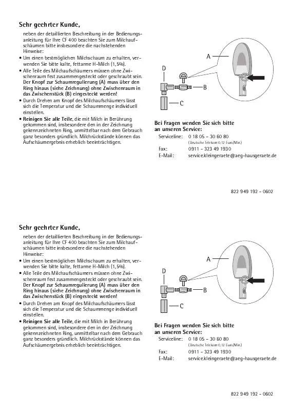 Mode d'emploi AEG-ELECTROLUX CF400CAFAMOSA