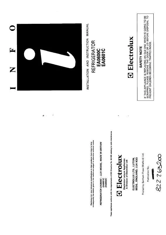 Mode d'emploi AEG-ELECTROLUX EA0600C