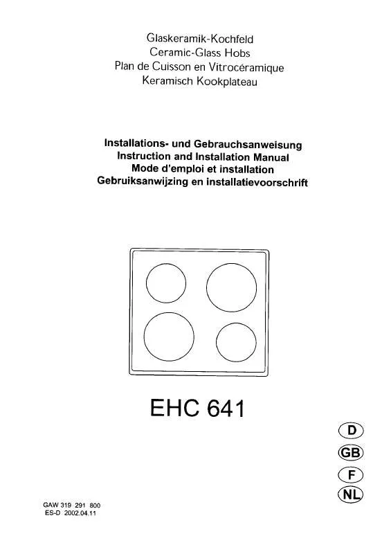 Mode d'emploi AEG-ELECTROLUX EHC641K