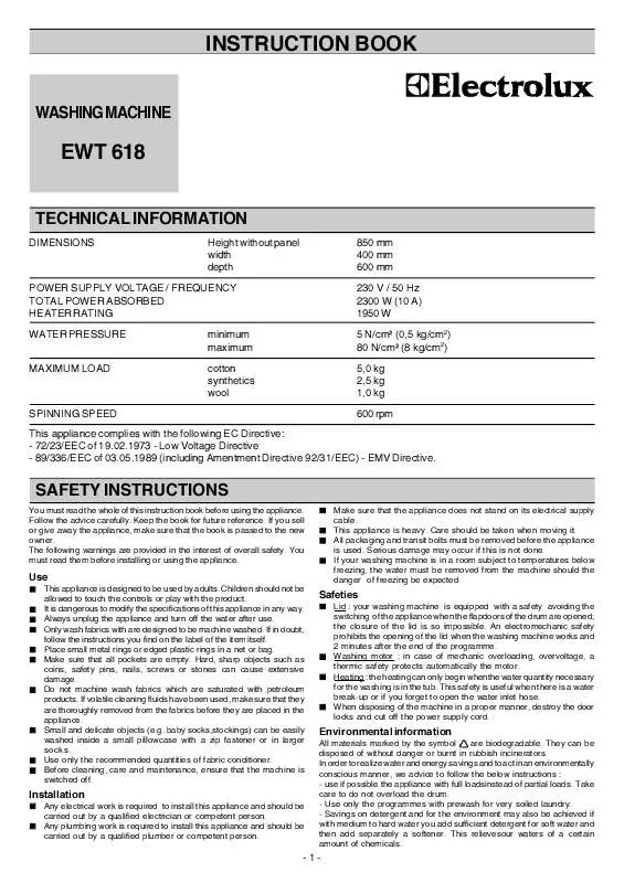 Mode d'emploi AEG-ELECTROLUX EWT618