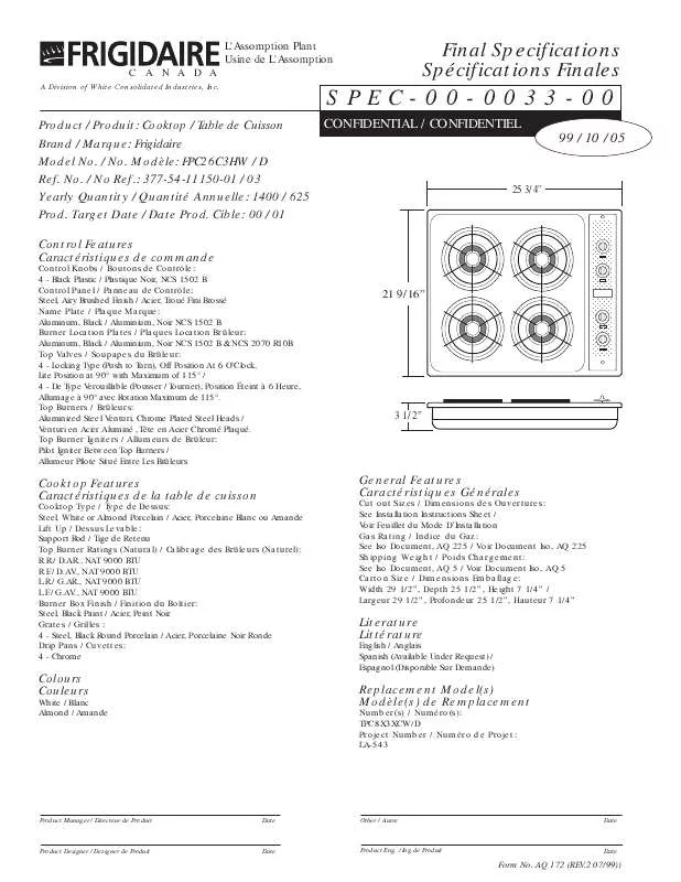 Mode d'emploi AEG-ELECTROLUX FPC26C3H