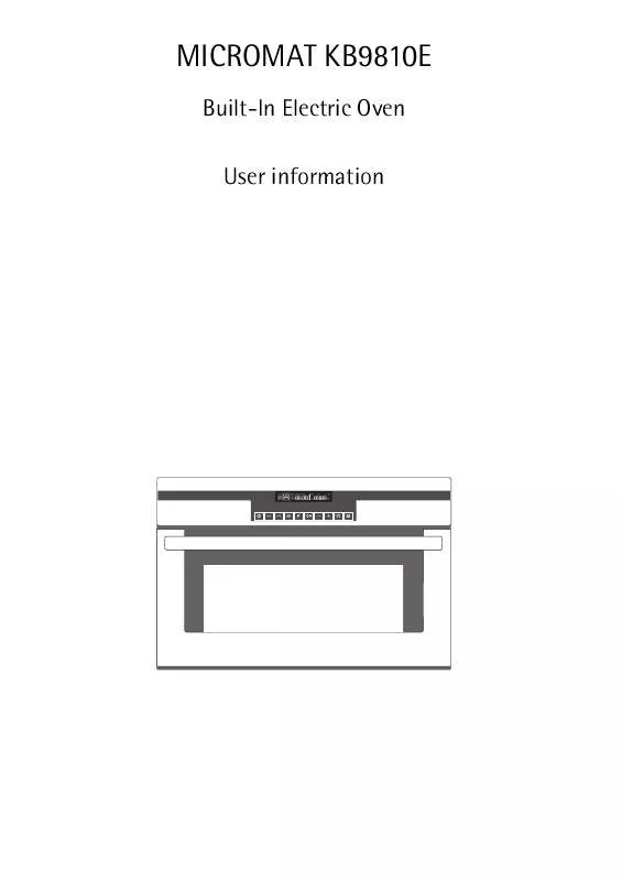 Mode d'emploi AEG-ELECTROLUX KB9810E-A