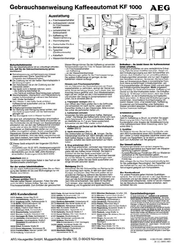 Mode d'emploi AEG-ELECTROLUX KF1000