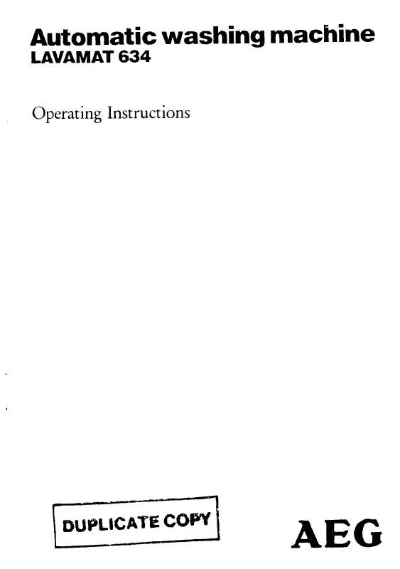 Mode d'emploi AEG-ELECTROLUX LAVAMAT 634