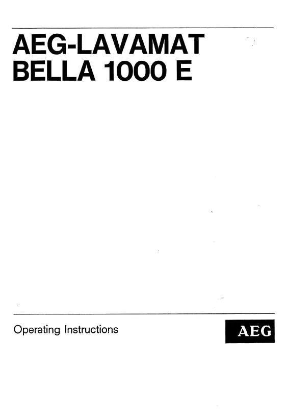 Mode d'emploi AEG-ELECTROLUX LAVAMAT BELLA 1000E
