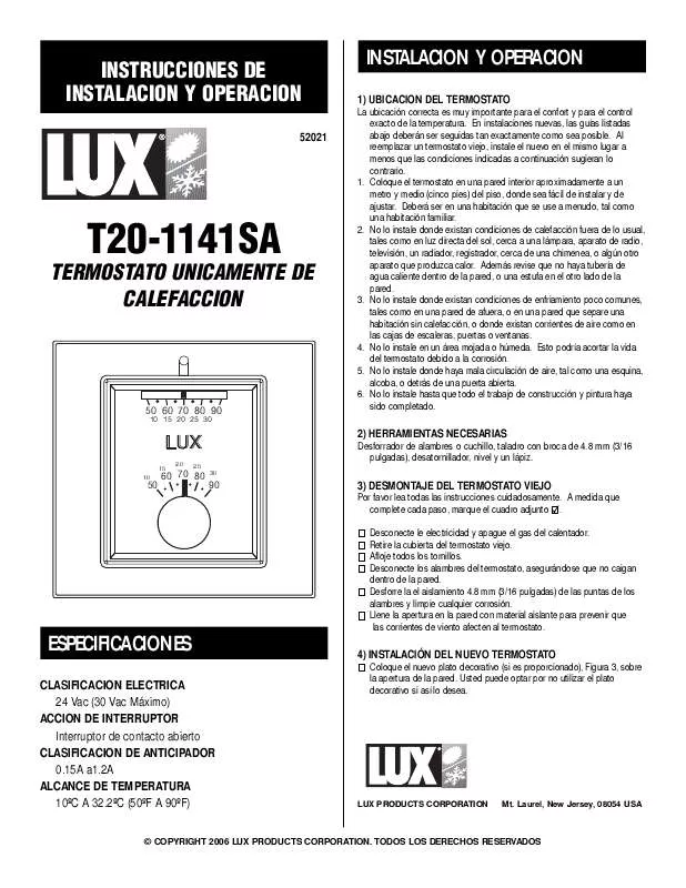 Mode d'emploi AEG-ELECTROLUX LUX SPT20-1141SA