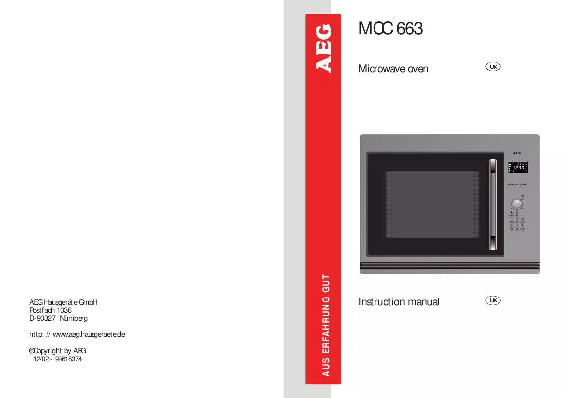 Mode d'emploi AEG-ELECTROLUX MCC663EAL/UK