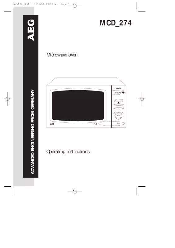 Mode d'emploi AEG-ELECTROLUX MCD274