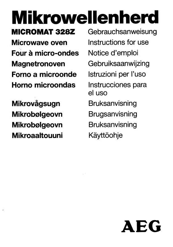 Mode d'emploi AEG-ELECTROLUX MICROMAT 328 Z D