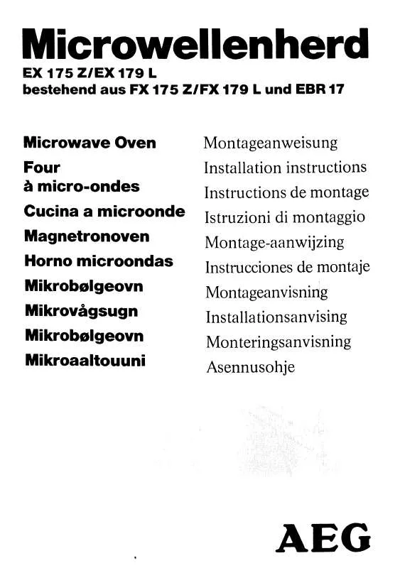 Mode d'emploi AEG-ELECTROLUX MICROMAT EX179 L W