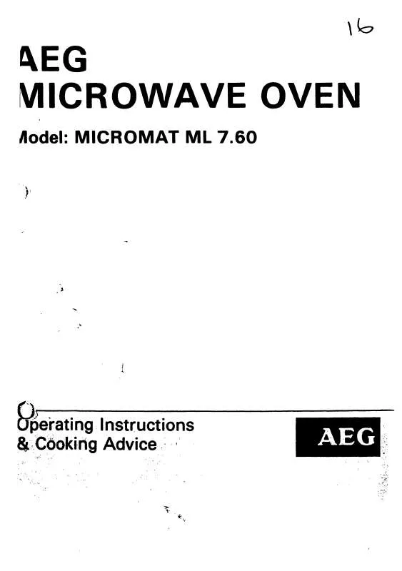 Mode d'emploi AEG-ELECTROLUX MICROMAT ML7.60