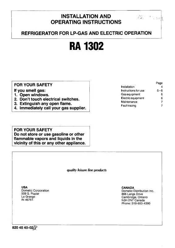 Mode d'emploi AEG-ELECTROLUX RA1302