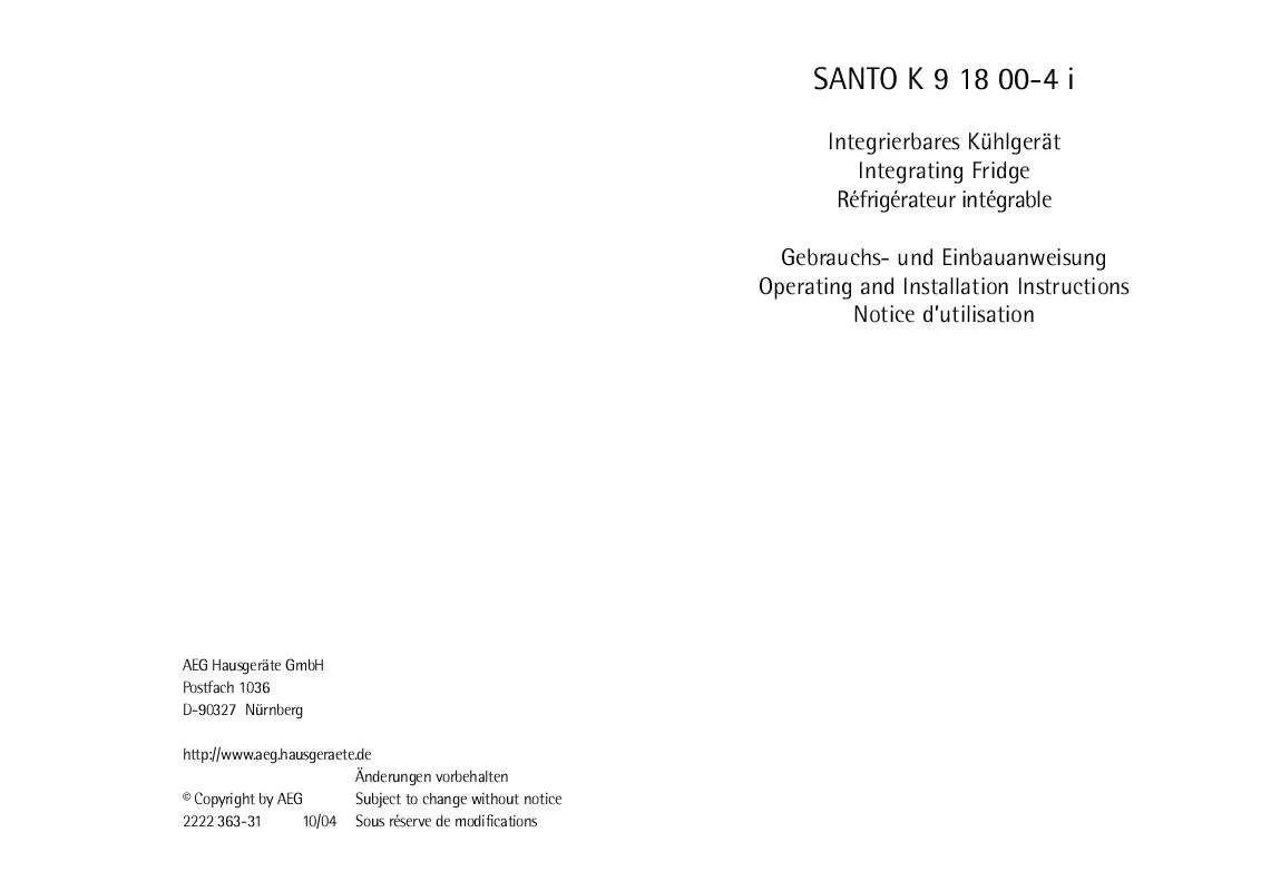 Mode d'emploi AEG-ELECTROLUX SK91800-4I