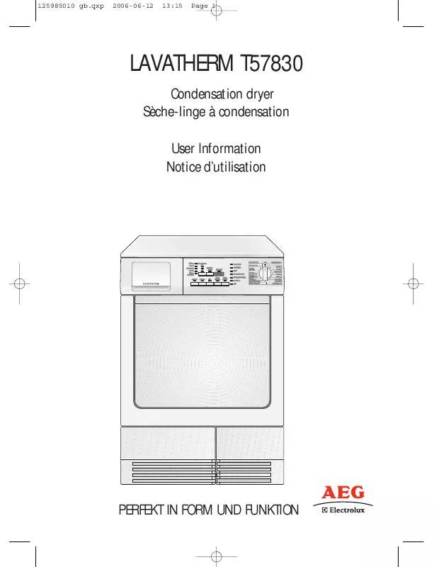 Mode d'emploi AEG-ELECTROLUX T57830