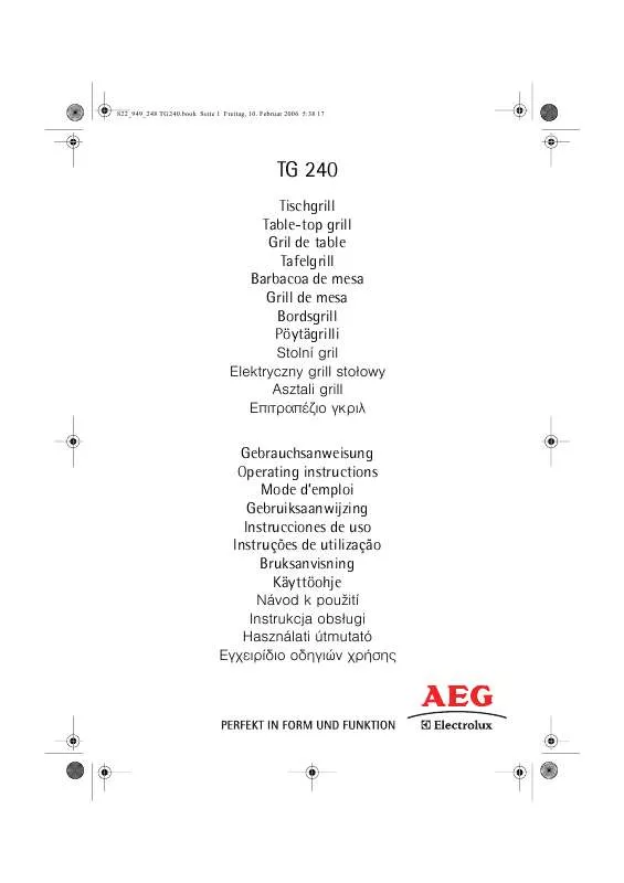 Mode d'emploi AEG-ELECTROLUX TG240CHSP