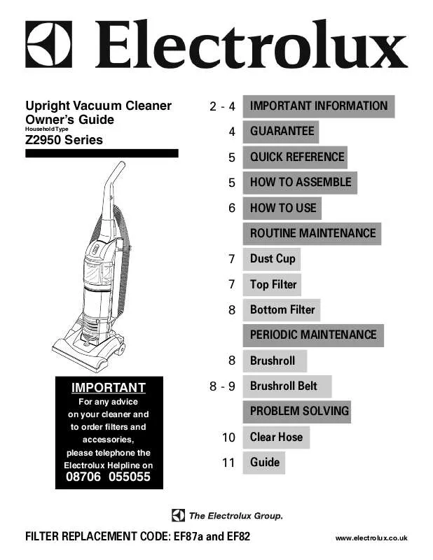 Mode d'emploi AEG-ELECTROLUX UK2950B