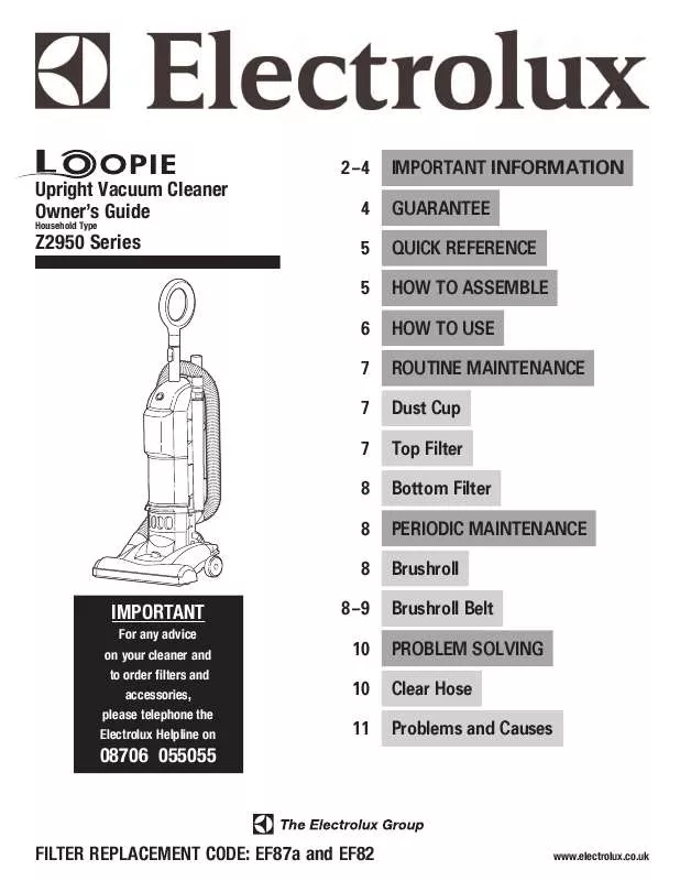 Mode d'emploi AEG-ELECTROLUX UK2957BZ