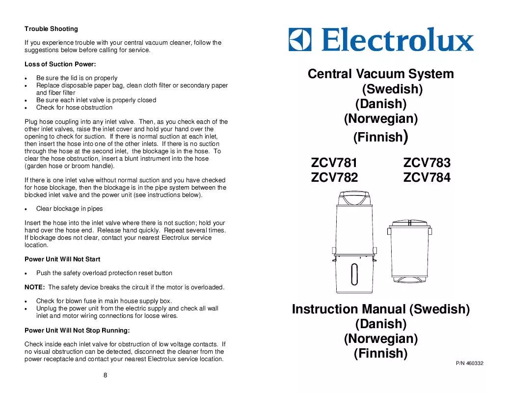 Mode d'emploi AEG-ELECTROLUX ZCV781