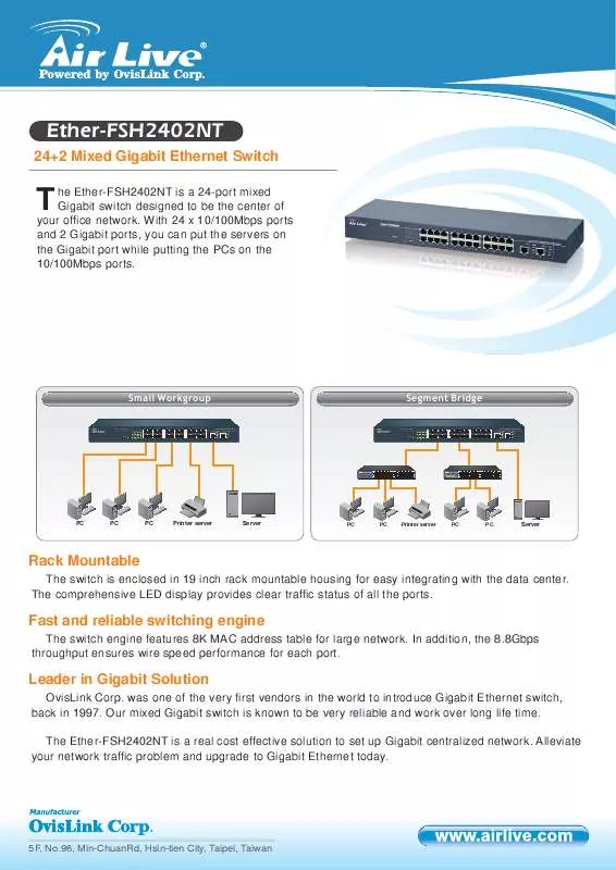 Mode d'emploi AIRLIVE ETHER-FSH2402NT V2