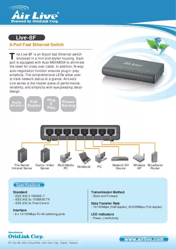 Mode d'emploi AIRLIVE LIVE-8F