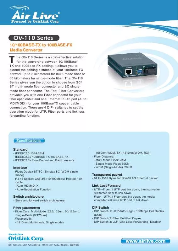 Mode d'emploi AIRLIVE OV-110 SERIES