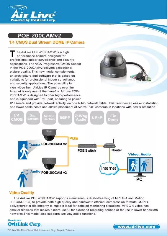 Mode d'emploi AIRLIVE POE-200CAMV2